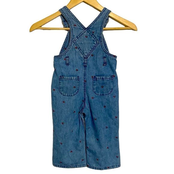 FADED GLORY Embroidered Cherry Denim Baby Overalls - Picture 4 of 9